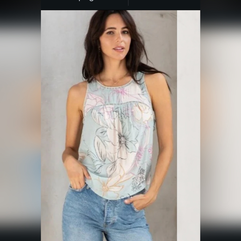 Lovestitch Light Blue and Pink Sleeveless Tank Top